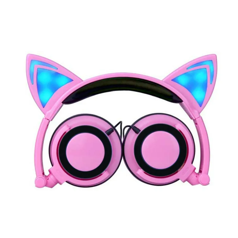 Цена AIYIMA складные мигающие наушники с кошачьими ушками, игровая гарнитура со светодиодный светильник для мобильного телефона, ПК, детей, девочек