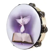 8 дюймов ручной барабан с двойным рядом камней ручной ясный чистый звук проведены голубь, Библия барабан музыкальный Повседневное ударный инструмент