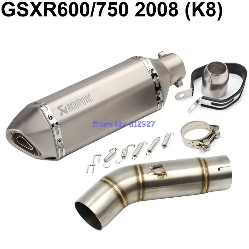 

Motorcycle for Suzuki GSXR600 GSXR750 K8 (2008) Exhaust Connect Middle Link Pipe with Akrapovic Exhaust Muffler Escape Leak
