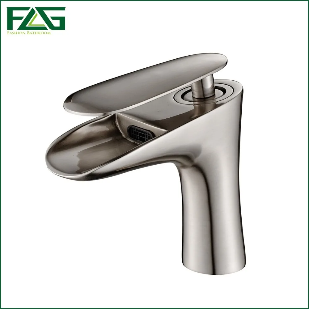 

FLG Basin Faucet Sink Faucet Brushed Nickel Bathroom Tub Waterfall Faucet  Single Handles Mixer Deck Mounted Vessel Faucet M228N
