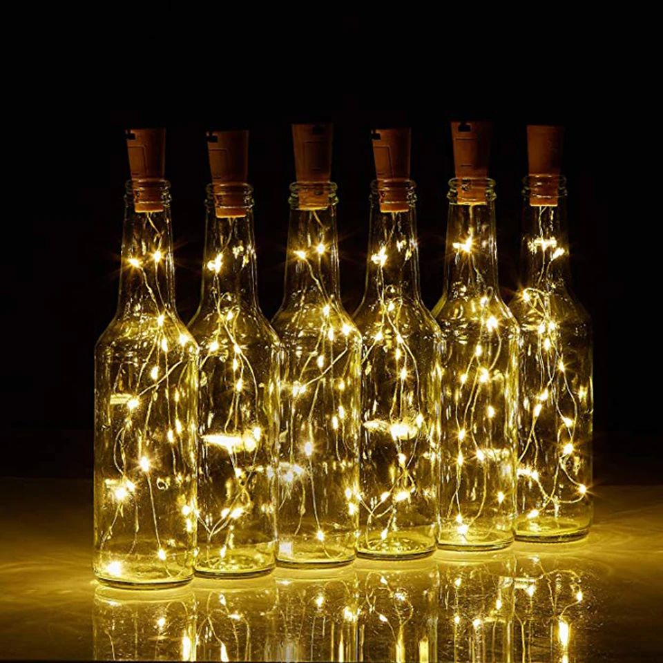 Xsky 10Pcs Wine Bottle Lights Copper Wire Fairy String Light 75CM 1M 2M Battery Powered Holiday