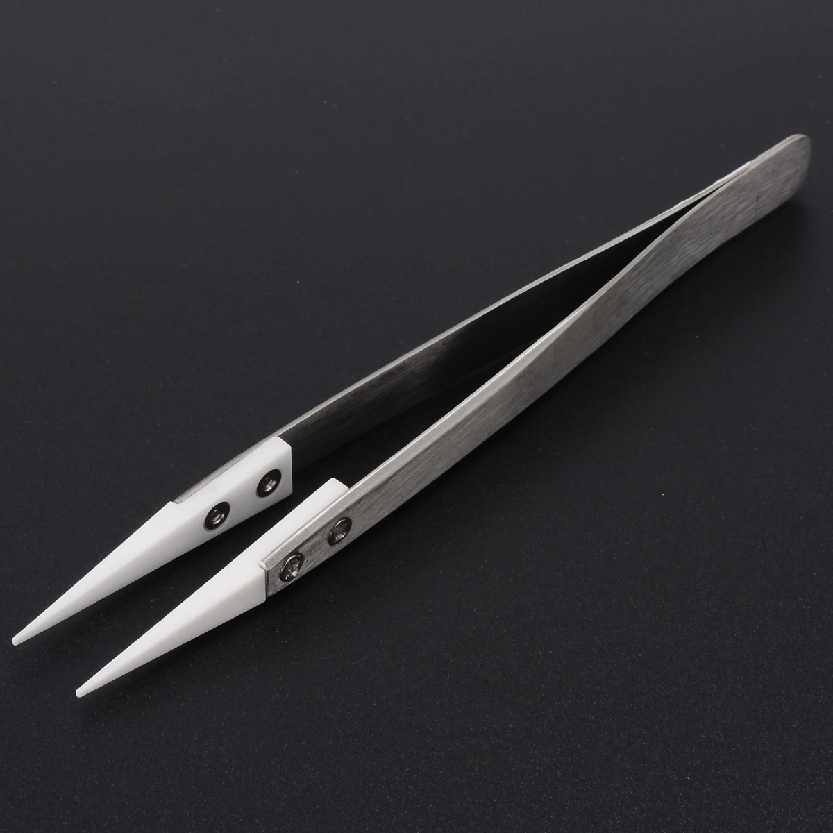 6pcs Mayitr Heat Resistant Ceramic Tweezers Stainless Steel Pointed Tip