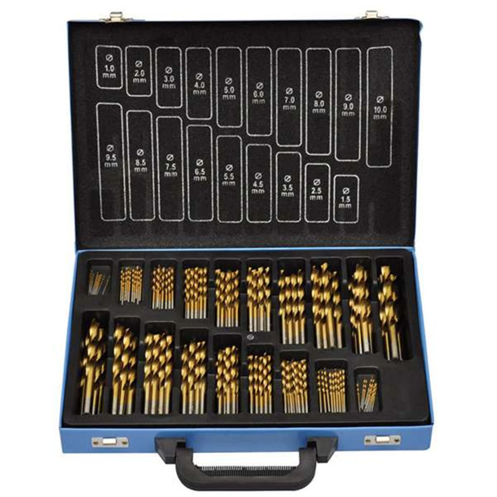 

170Pcs Titanium Drill Bit Set in Handy Metal Box HSS TI Titanium Steel Drilling Tool for Workshop Vehicle Workshop Cast Iron
