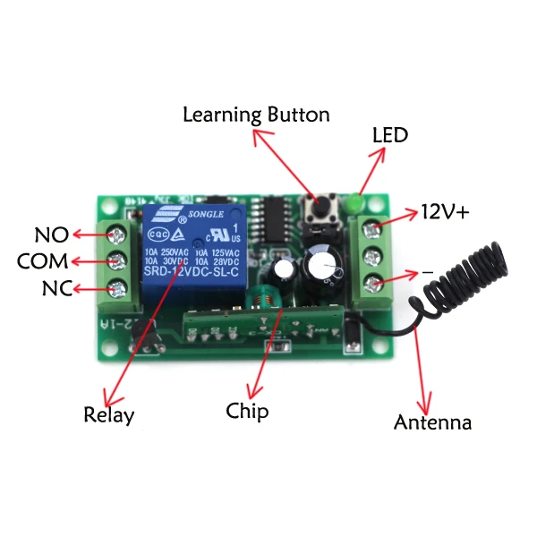 315 МГц 433 МГц беспроводной пульт дистанционного управления светильник 10 А релейный выход радио 9 в 24 В 1 канальный модуль приемника передатчик