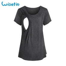 Wisefin, топы для беременных и кормящих, одежда для грудного вскармливания, летняя двухслойная Футболка для беременных, одежда для кормящих женщин, Ropa MujerD30
