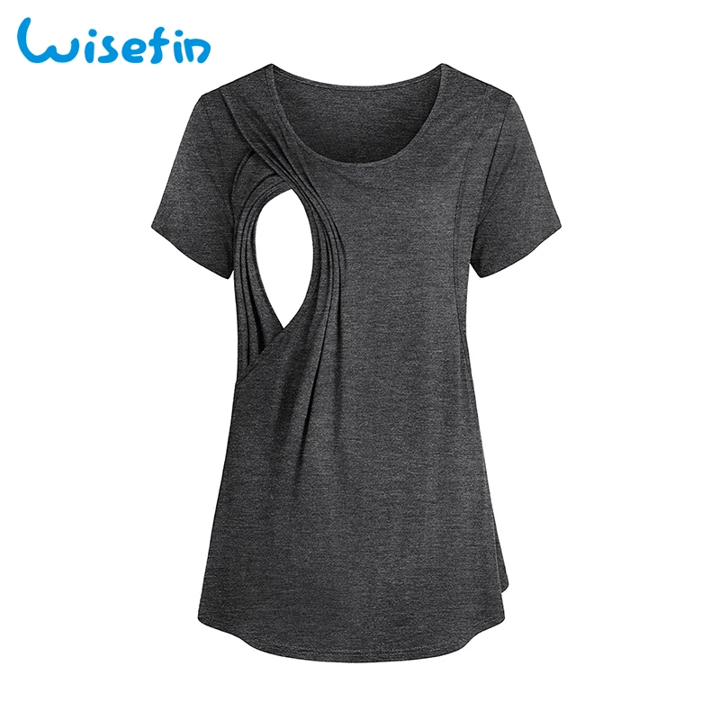 

Wisefin Pregnancy Nursing Tops Breastfeeding Clothes Summer Double Layered T Shirt Maternity Nursing Clothes Women Ropa MujerD30