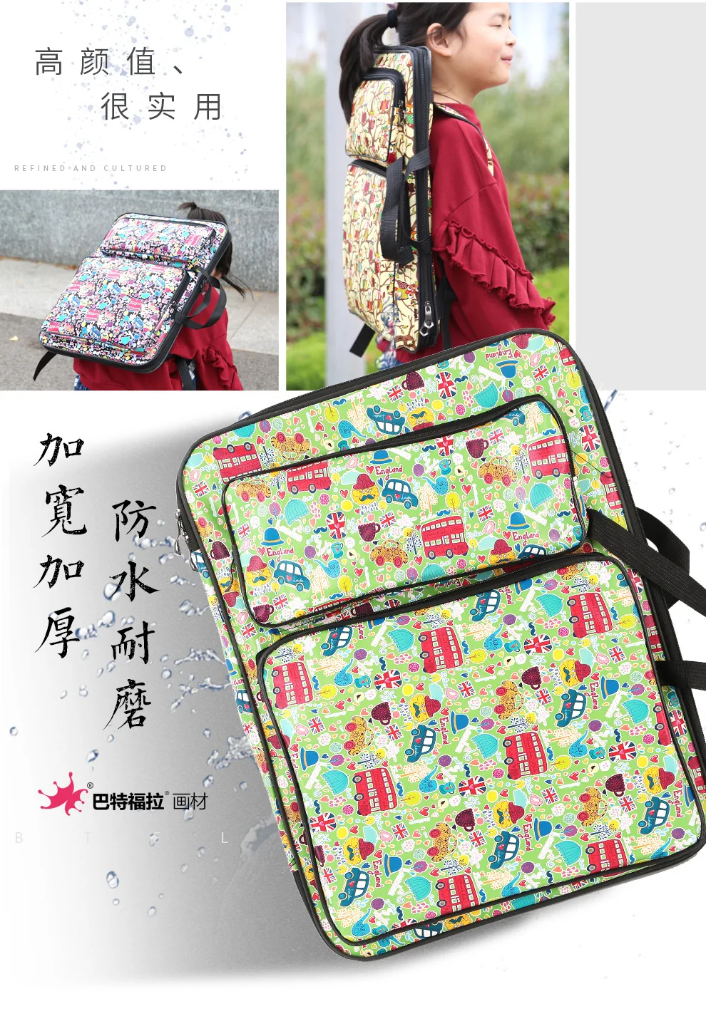 8K Children Cartoon Portable Painting Bag Backpack A3 Waterproof Sketchpad bag Sketching Tools Painting Art Supplies For Aartist (7)