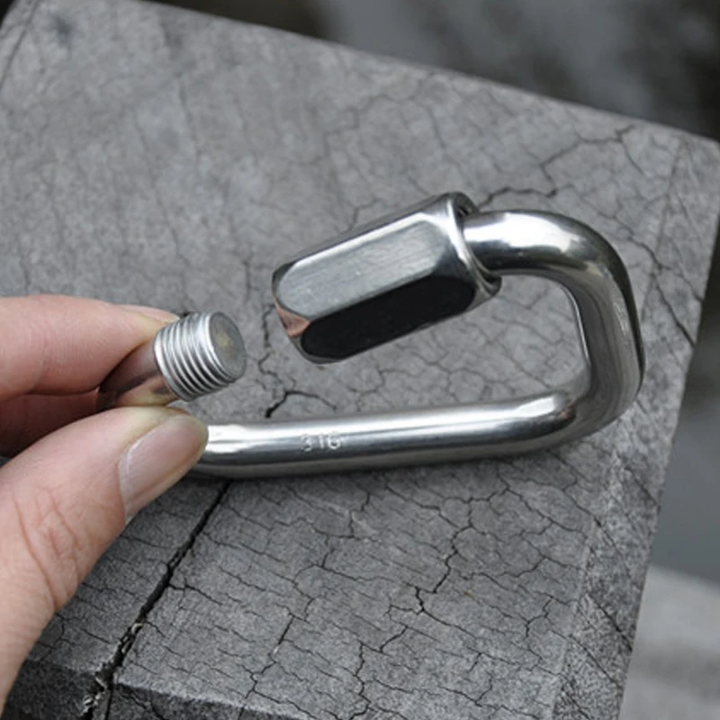 E1122 Outdoor 316 Stainless Steel Carabiner Rock Climbing Bracket Safety Triangle Closure Buckle High Load-bearing Multi-size E1122 Outdoor 316 Stainless Steel Carabiner Rock Climbing Bracket Safety Triangle Closure Buckle High Load-bearing Multi-size