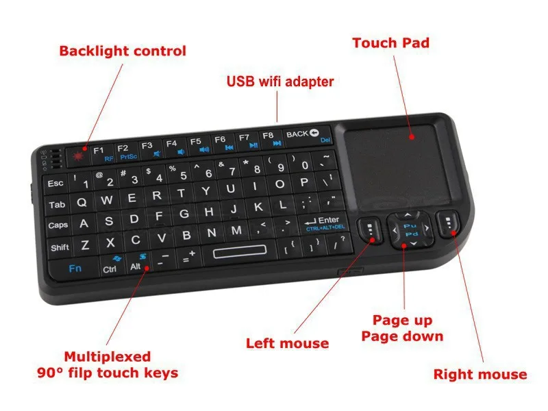 Mini 2.4G Wireless Keyboard Touchpad Backlight Wireless Keyboard For