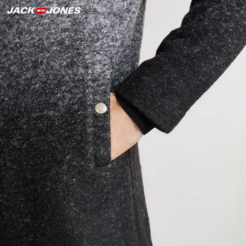 JackJones мужское шерстяное пальто с капюшоном 2019 модная повседневная верхняя одежда