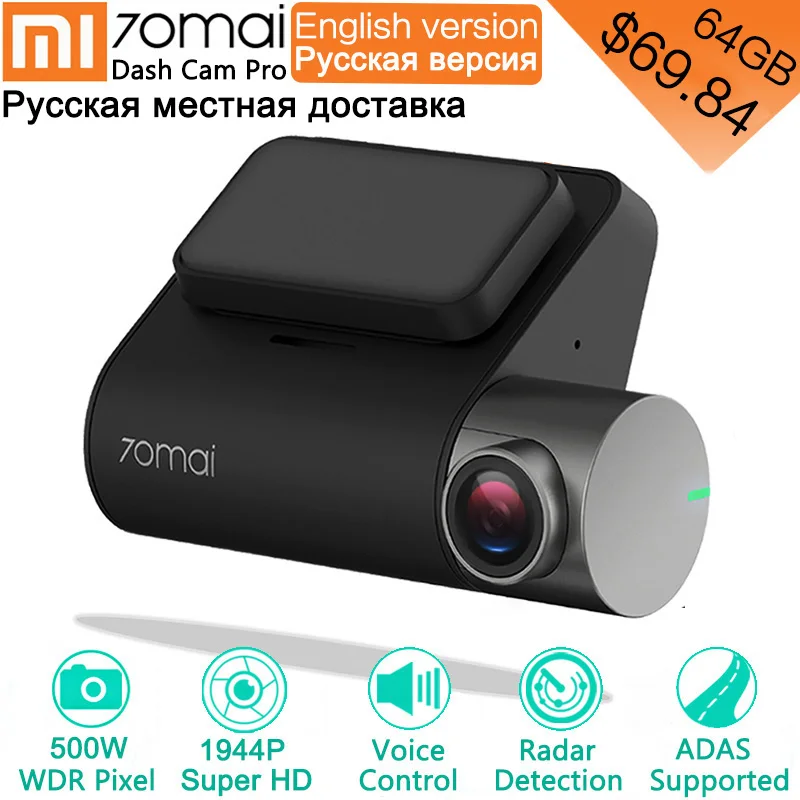 

Xiaomi 70mai Pro Dash Cam 1944P GPS ADAS Car DVR 70 mai Dashcam Voice Control 24HParking Monitor 140FOV Night Vision WIFI Camera