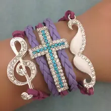 1 шт. бесконечность, ладони и anghor браслет. металл очарование, воск шнур, кожаный браслет 3647