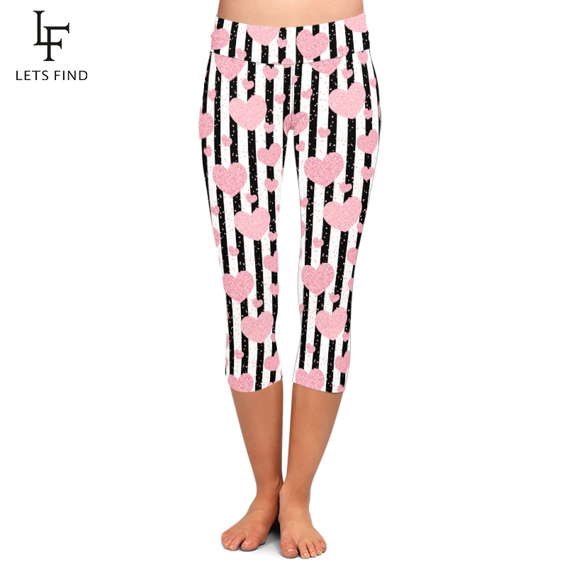 Summer Fashion Love Design Print High Elastic Women Capri Leggings New High Waist Plus Size Mid-Calf 3/4 Stretch Leggings Summer Fashion Love Design Print High Elastic Women Capri Leggings New High Waist Plus Size Mid-Calf 3/4 Stretch Leggings