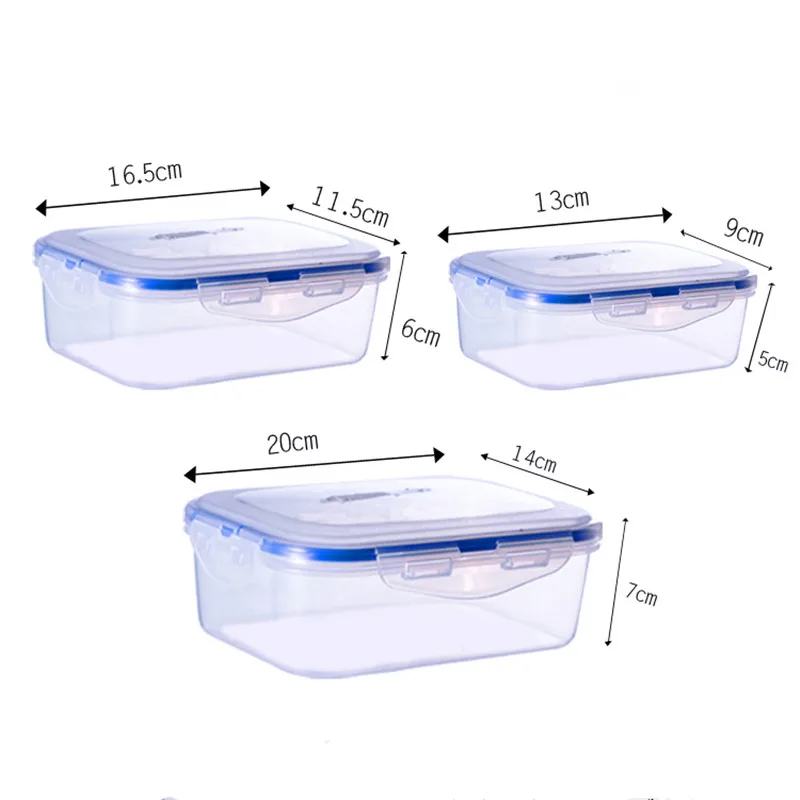 Goldbaking 3 шт. пластиковый контейнер для еды прямоугольная коробка для хранения герметичная квадратная коробка для обеда кухонные микроволновые контейнеры