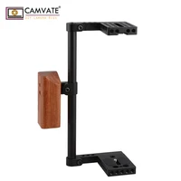 camvate dslr מצלמת DSLR CAMVATE קייג עם ידית אחיזה מעץ עבור אביזר צילום מצלמת Nikon D800 המייצב Steadicam C1412 (2)