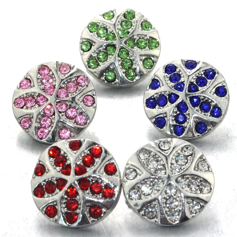 

Boom Life Snap Button 18mm Charm Bracelets Watch crystal round flower Snap Button Jewelry For Bohemia Bracelet 010109