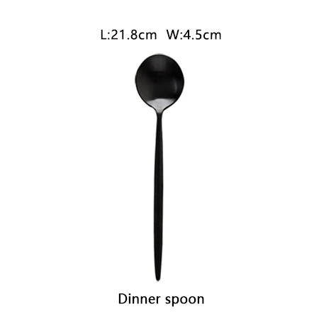 Портативный набор посуды, набор из 304 нержавеющей стали, черная, Золотая посуда, роскошный набор вилок и ложек, кофейная ложка, ножи для стейка - Цвет: The Dinner Spoon