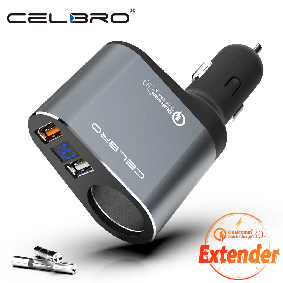 Car Cigarette Lighter Charger Adapter Quick Charge QC 3.0 Car Charger for Mobile Phone Auto Car USB Charger Extension with Fuse Car Cigarette Lighter Charger Adapter Quick Charge QC 3.0 Car Charger for Mobile Phone Auto Car USB Charger Extension with Fuse