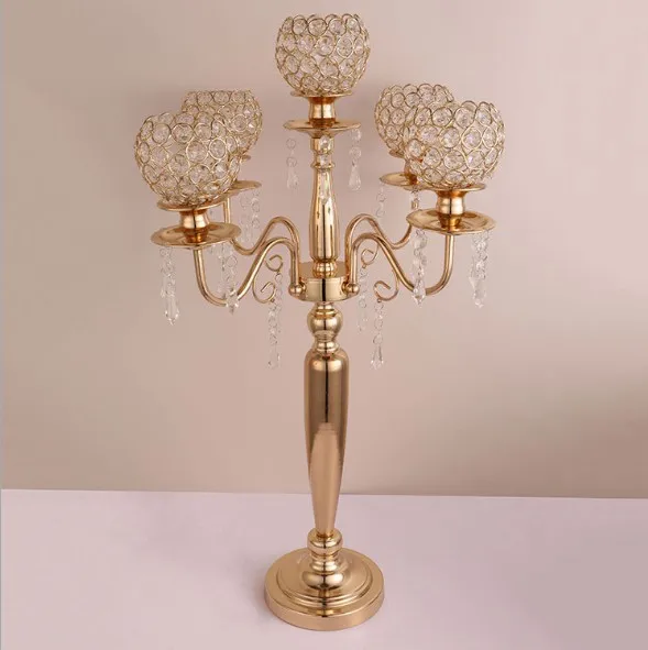 elegant 75 cm Tall Silver 5 arms Wedding Candelabras Flower Stand