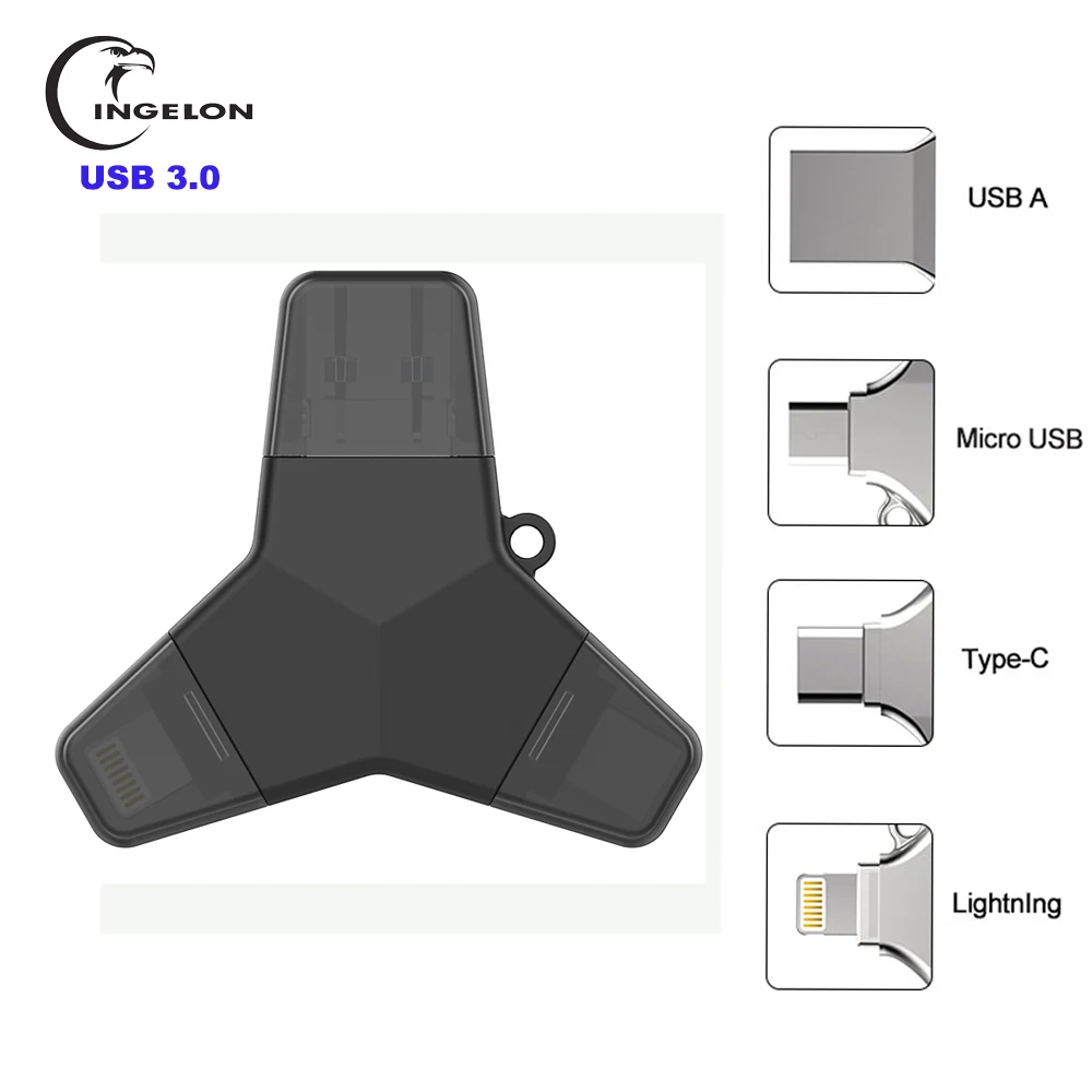 Ingelon Usb 3,0 флеш-накопитель 32 Гб 64 Гб 128 ГБ флеш-накопитель usb c micro typeC Android Y Стиль зашифрованный usb флеш-накопитель для iphone