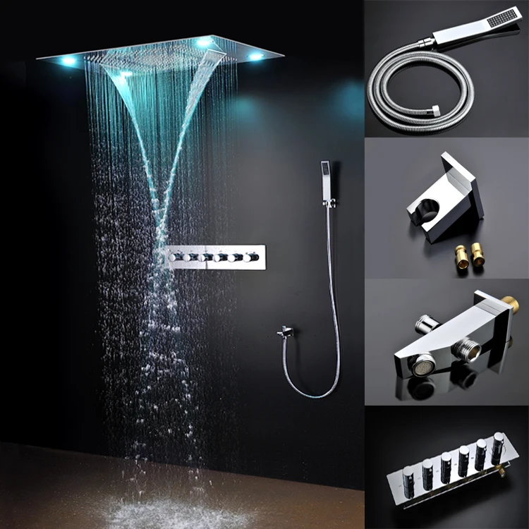 

Embeded Ceiling Electronic LED Shower High Flow 70L Inox Kits Bathroom Conceal Shower Rainfall,Misty,Waterfall LED Rain shower