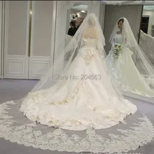 Элегантный 3*3 м белый/цвет слоновая кость свадебное кружевное свадебная вуаль длинный с расческой свадебные аксессуары