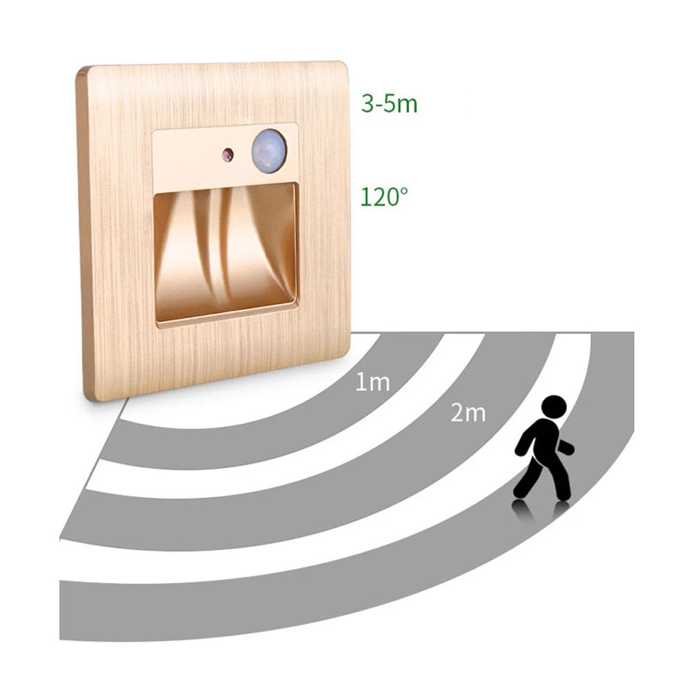С датчиком движения светильник Ночной светильник, встраиваемые настенные лампы, автоматическое выключение, датчик движения PIR, аварийный светильник, для коридора, лестницы, кухни, ванной комнаты, светильник
