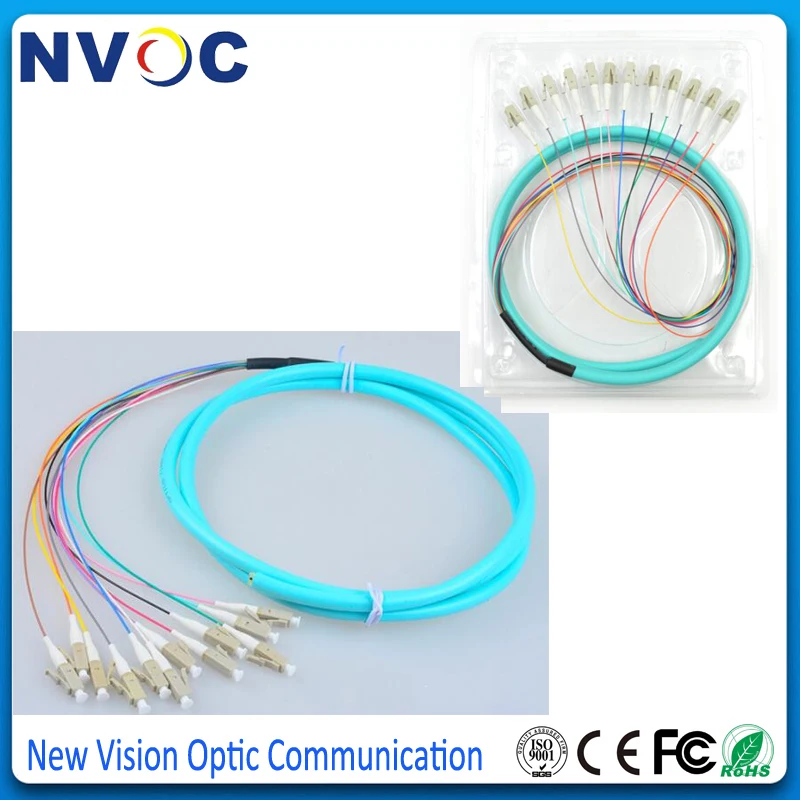 LC 12 ядер OM3-150 Simplex Fanout волоконный свиной хвост цветных LC/UPC коннектор многомодовый
