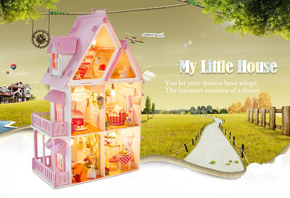 Саншайн Алиса "сделай сам" Вилла для кукол дом деревянный пазл игрушка головоломка 3D свет миниатюрная кукольная мебель комплект головоломки игрушки для детей Рождественский подарок