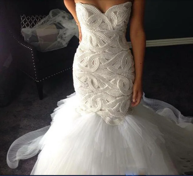 ivoyr-mermaid-wedding-dresses-strapless-beades-pearls-tulle-long-bridal-gowns-custom-mad
