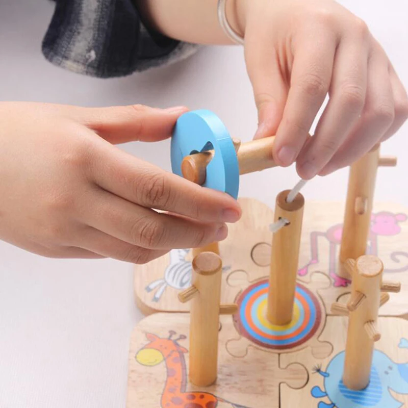 Детские деревянные блоки наборы Обучающие игрушки геометрическая форма соответствия игрушки для детей животные укладки Oyuncak Juguetes Educativos