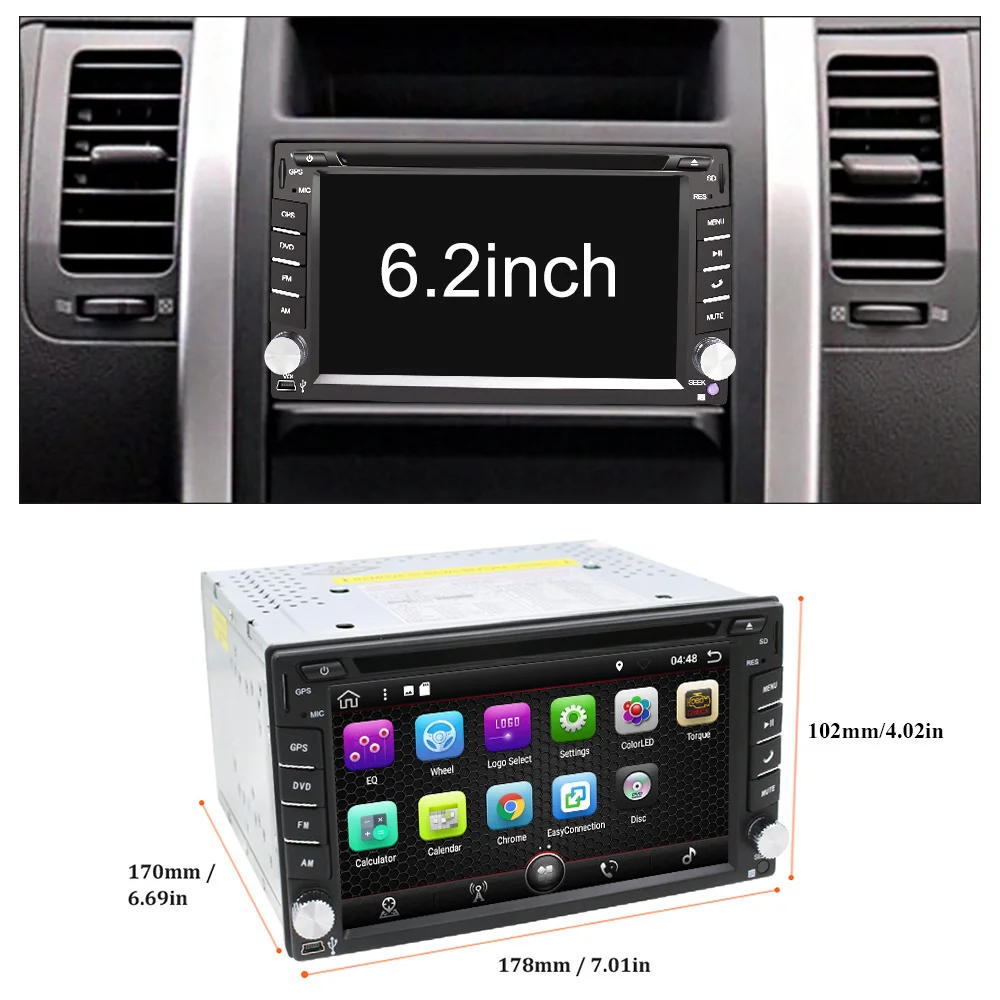 Eunavi Universal 2 Din Android 8,1 reproductor de Dvd del coche GPS + wifi + bluetooth + radio + Octa Core + ddr3 + pantalla táctil capacitiva + estéreo del coche
