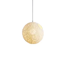 Белая бамбуковая, ротанговая и пеньковая шаровая люстра индивидуальное творчество Сферический ротанговый абажур