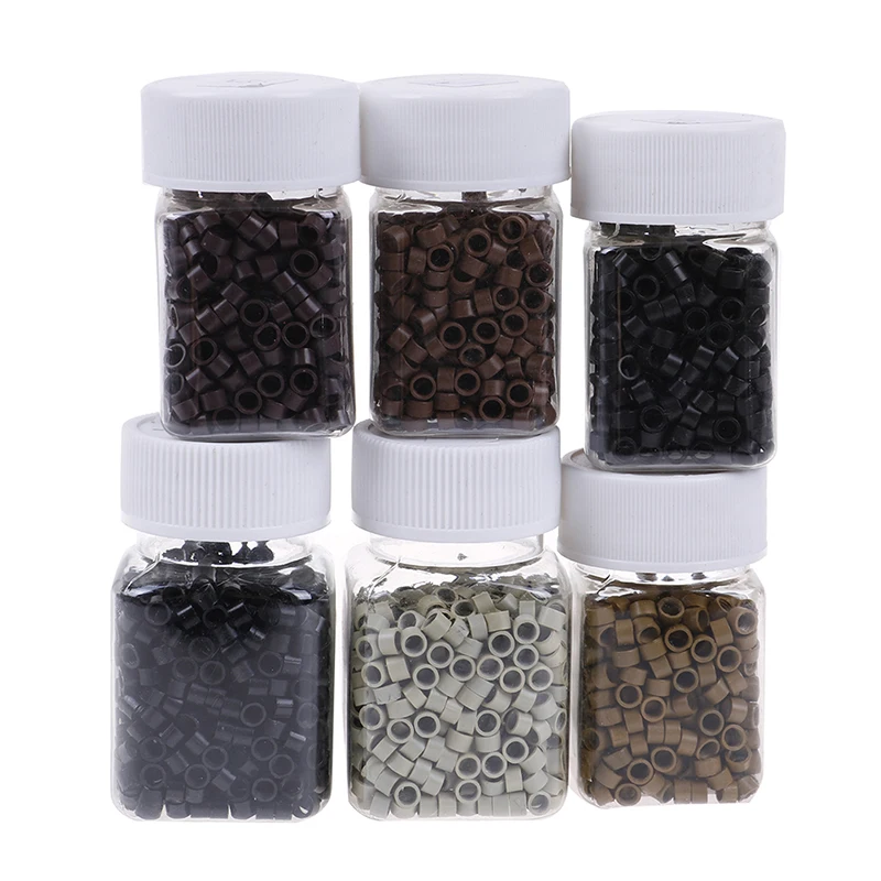 500pcs/bottle 4.5mm Micro Ring Beads Silicone Bead Link Microringen For Feather Human Hair Extension Tools