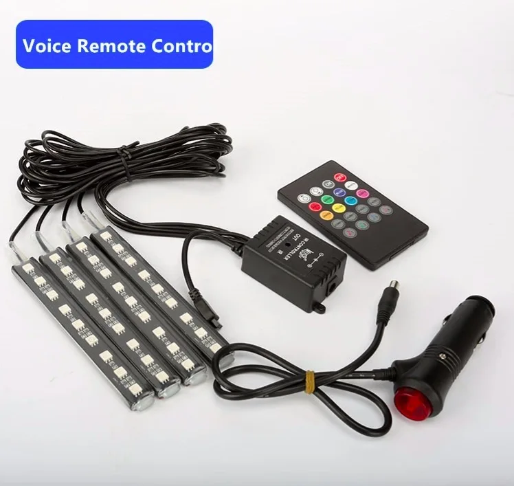 Car styling Wireless Remote Music Voice Control Interior Floor Foot Decoration Light Cigarette LED Atmosphere RGB
