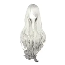 Mcoser длинные волнистые серебристо-белый синтетические 90 см (35.43 дюйма) косплэй костюм парик 100% Высокая Температура Волокно волос wig-207e