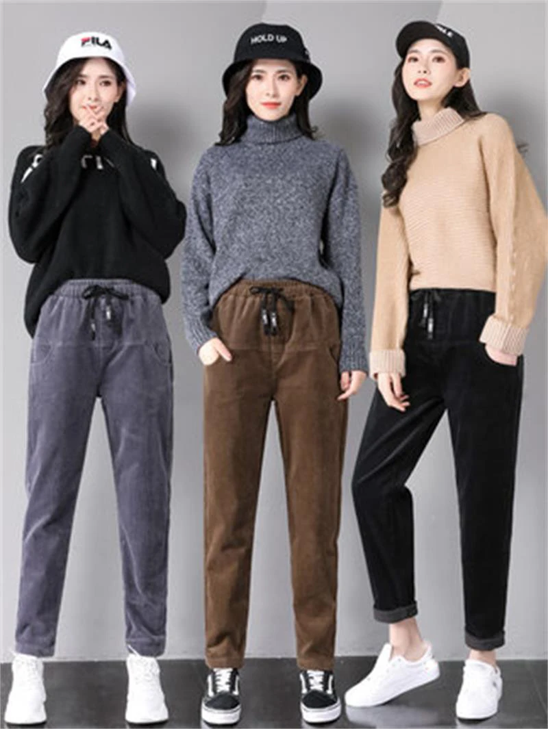 

Corduroy pants women spring and autumn new loose fashion trousers students thickening Harlan casual pants S-2XL