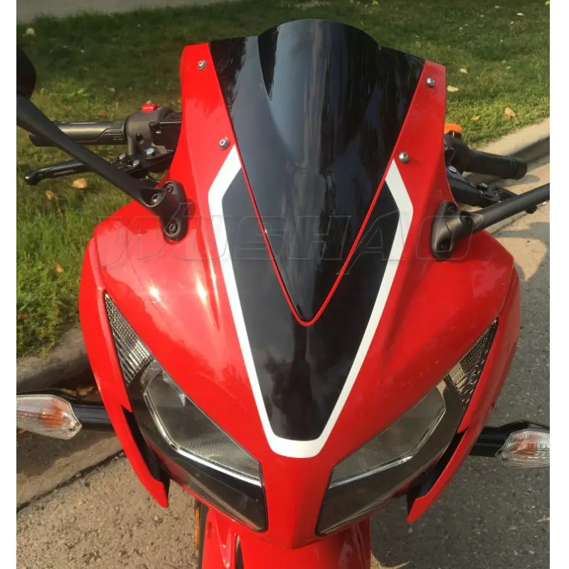 Дымчатое лобовое стекло для мотоцикла, лобовое стекло Ветер Экран для Honda CBR300R CBR 300 R 300R дыма иридия - Цвет: Black
