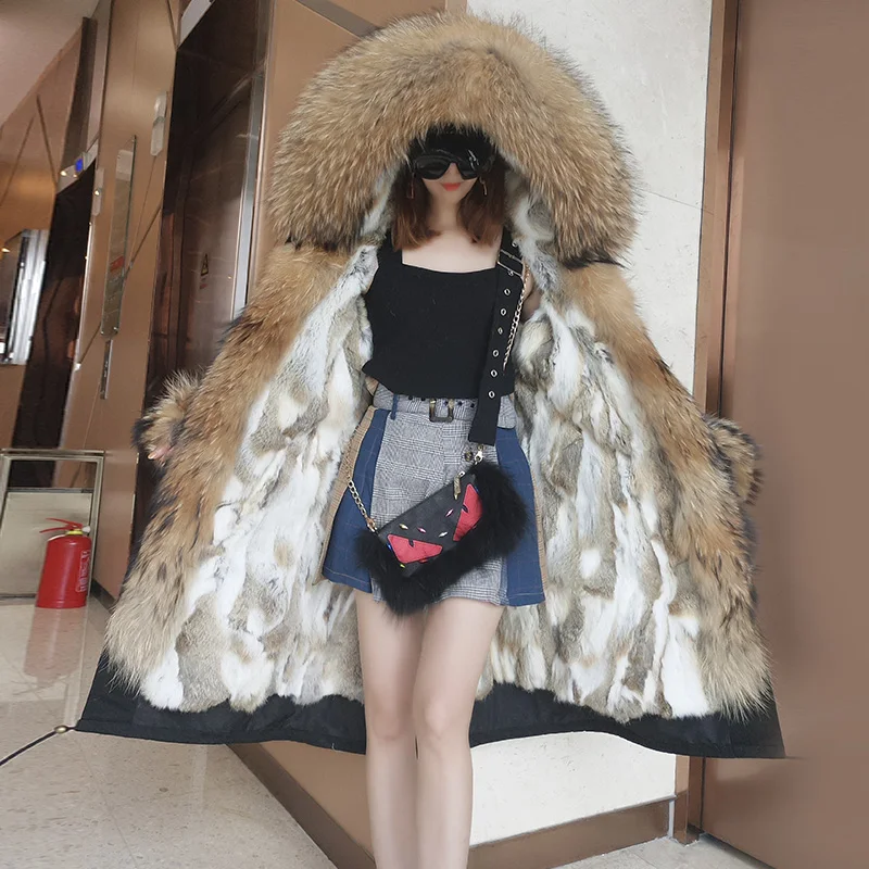 Winter Jacket Women X-long 2019 Parkas Real Fur Coat Natural Raccoon Fur Collar Rabbit Fur Liner Streetwear Outerwear Brand Winter Jacket Women X-long 2019 Parkas Real Fur Coat Natural Raccoon Fur Collar Rabbit Fur Liner Streetwear Outerwear Brand