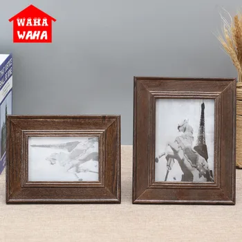 

6 inch 7 inch Handmade Rectangle Shape Wood Pictures Frame Vintage Desktop Family Photo Display Holder Wedding Gifts Home Decor