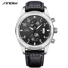 Sinobi mens militar chronograph relógios de pulso de luxo data relógio de couro masculino choque esportes genebra quartzo relógios de pulso 2017 g09