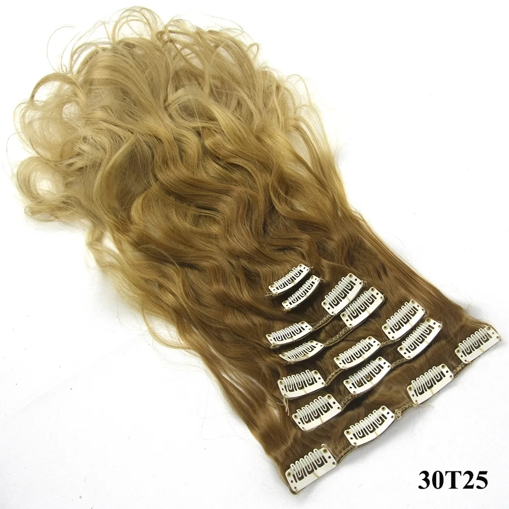 Soowee длинные кудрявые синтетические волосы на клипсах черный до коричневый блонд Омбре волосы клип в наращивание волос Aplique De Cabelo - Цвет: T1B/350
