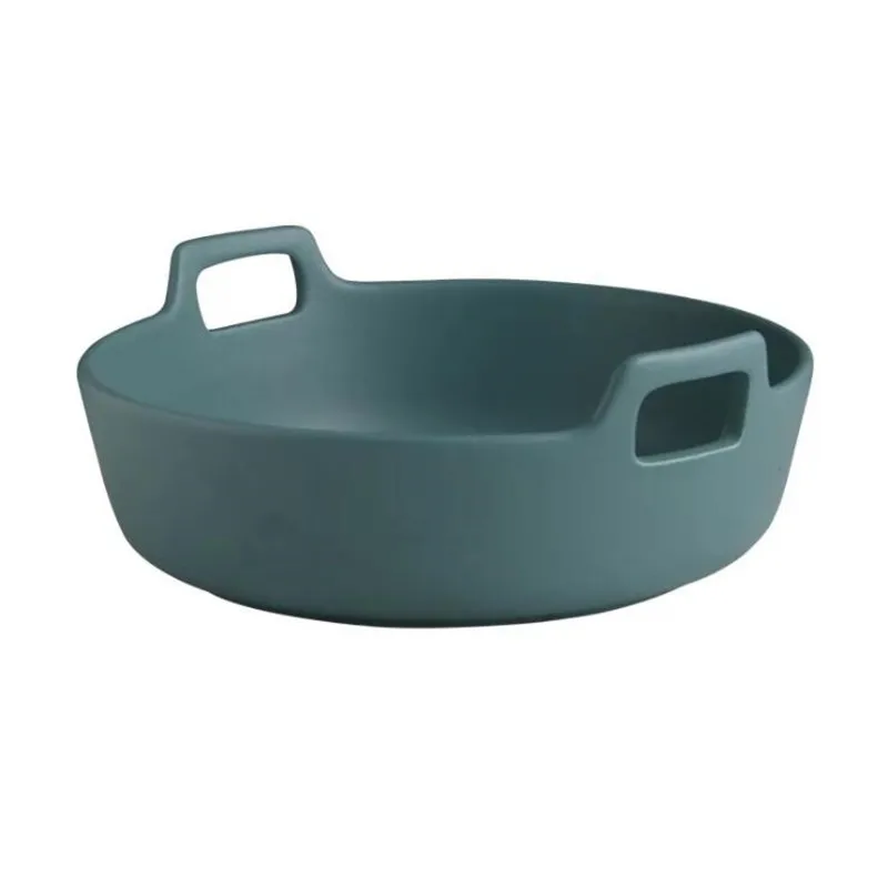 9inch Creative Ceramic Salad Bowl with Double Handle Extra Deep Porcelain Serving Dish for Fruit Nuts Vegetable Plate Tableware