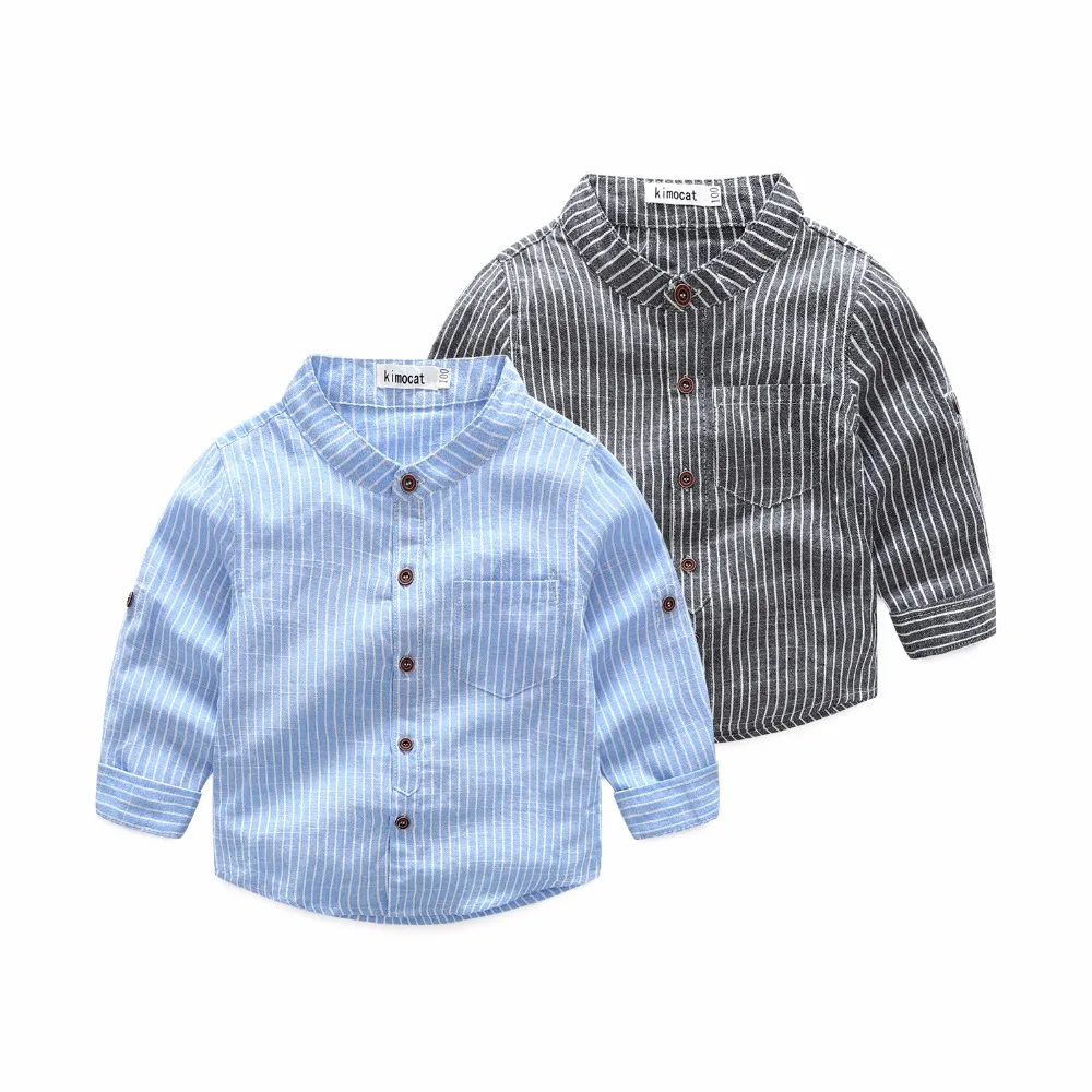 

Spring Children Boys Shirts Cotton Long Sleeve Casual Striped Shirt Child Clothing Kid's Clothes For 3-7 Years Wear Autumn Tops