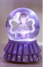 Crystal ball music box resin 12*8CM crystal ball music box music box Melody birthday girl child snow luminous rotary jarll