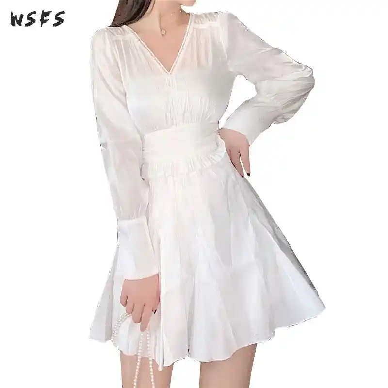 long sleeve white sundress
