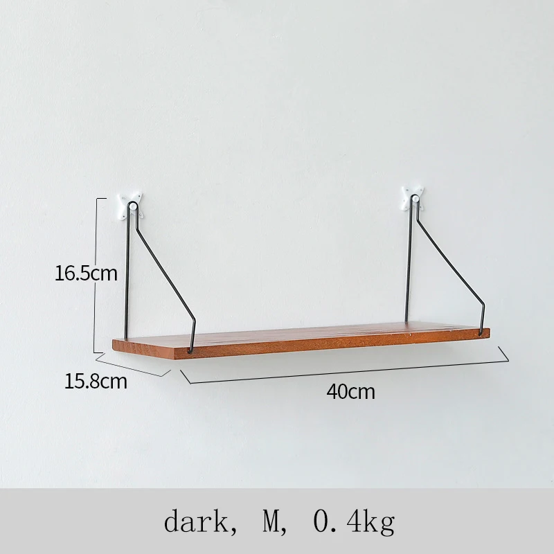 Простые деревянные настенные стеллажи в скандинавском стиле, держатели из твердой древесины, полка для хранения на стену, для гостиной, спальни, стеллаж для хранения - Цвет: dark M