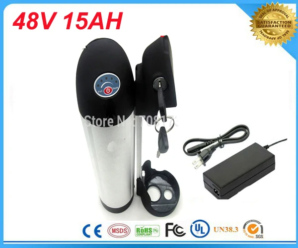 48v 15ah electric bicycle lithium ion battery 48v 15ah 750w water bottle ebike battery kettle ebike battery with Charger and Bms