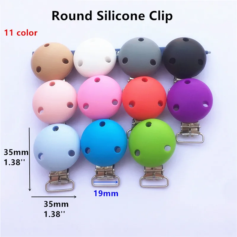 

5PCS BPA Free Silicone Round Baby Pacifier Dummy Teether Chain Holder Clip Soother Nursing Accessories Holder Clips Food Grade
