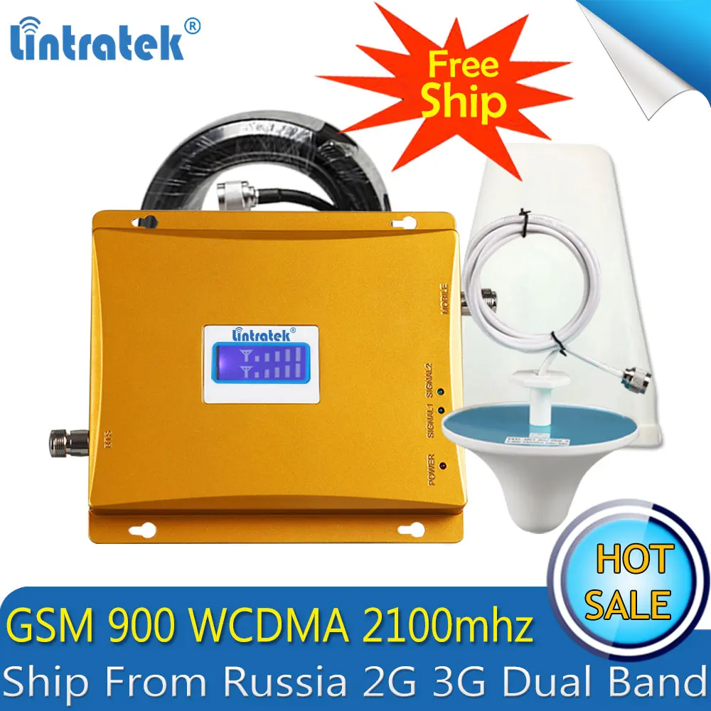 

Lintratek Russia 2G 3G GSM 900 WCDMA 2100 mhz Dual Band Mobile Phone Signal Repeater GSM 3G UMTS Cellular Booster 2G 4G Antenna